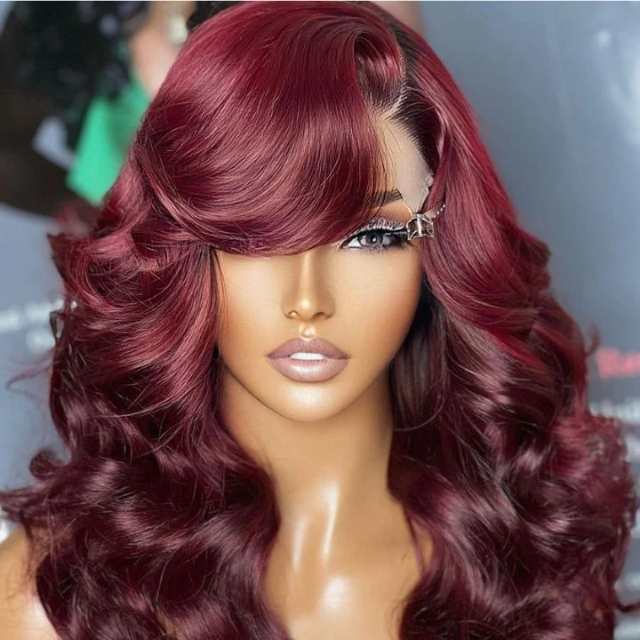 Burgundy Wig also called 99j wig, is named from wine-red color. It is special and can make women look more mature and feminine. burgundy curly wig